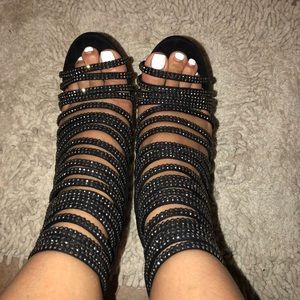 Bebe Crystal Black heels size 7